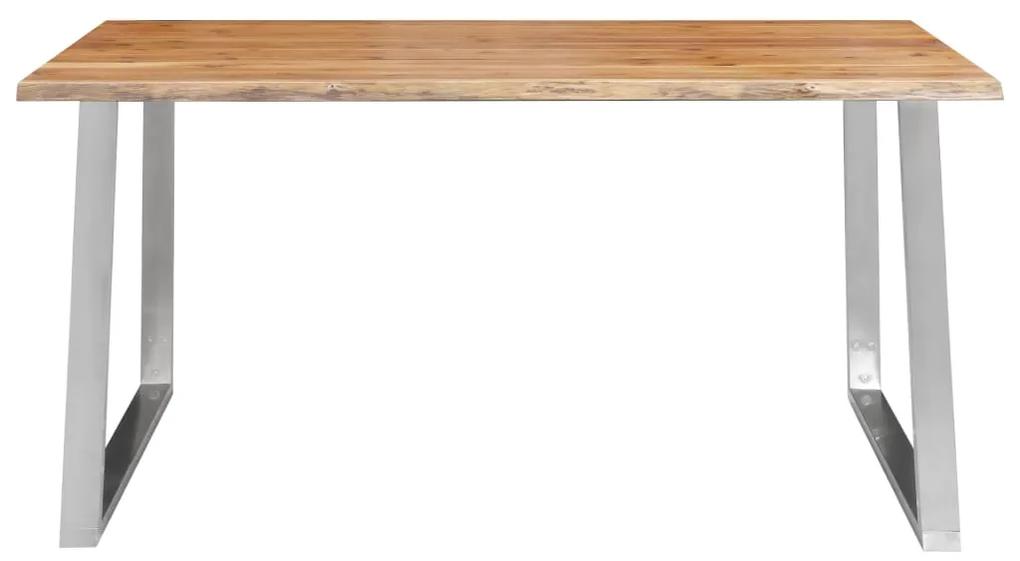 283891 vidaXL Masă de bucătărie, 160x80x75 cm, lemn acacia & oțel inoxidabil