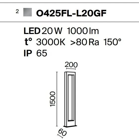Stalp LED pentru iluminat exterior IP65 Bonn H-150cm