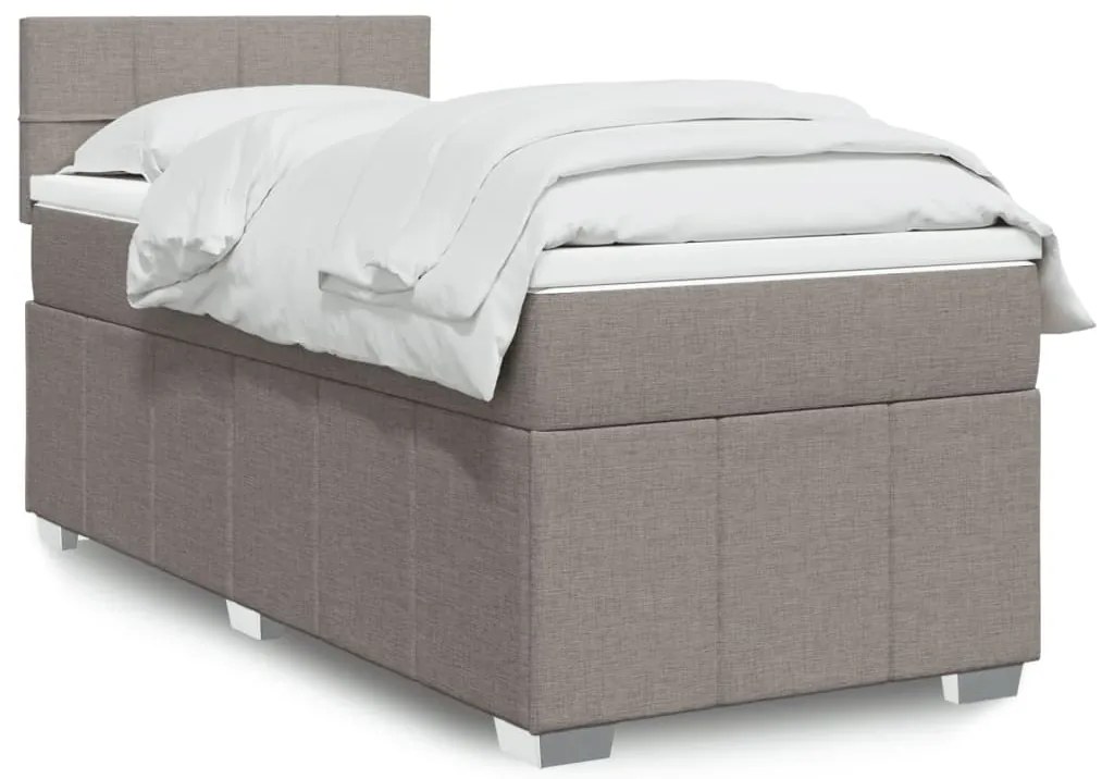 vidaXL Pat box spring cu saltea, gri taupe, 80x200 cm, textil
