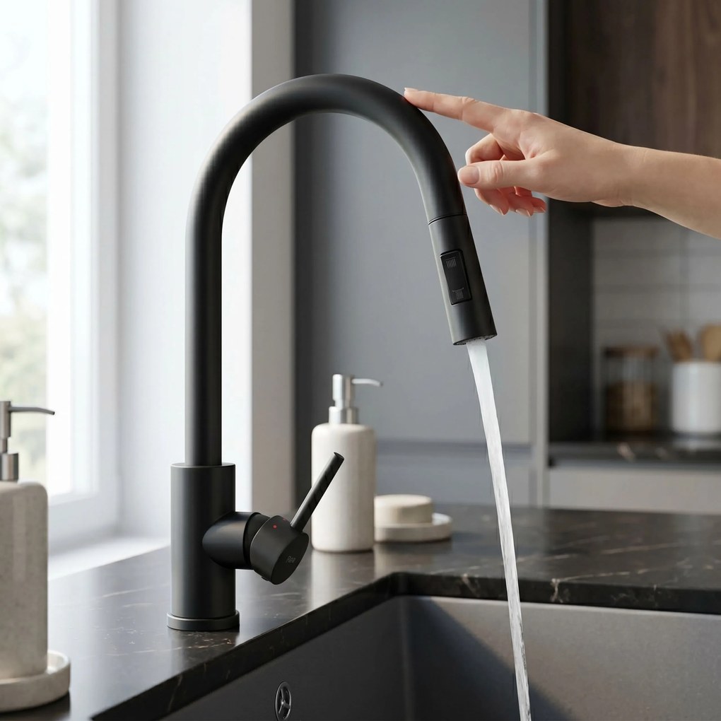 Baterie de bucătărie Rea Fresh Touch Black Matt