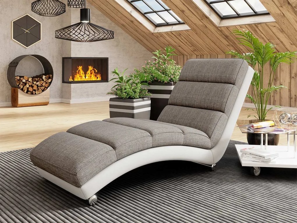 Fotoliu relax tapițat Laresa (piele ecologică Soft 017 (Alb) + Lawa 05). 1060825