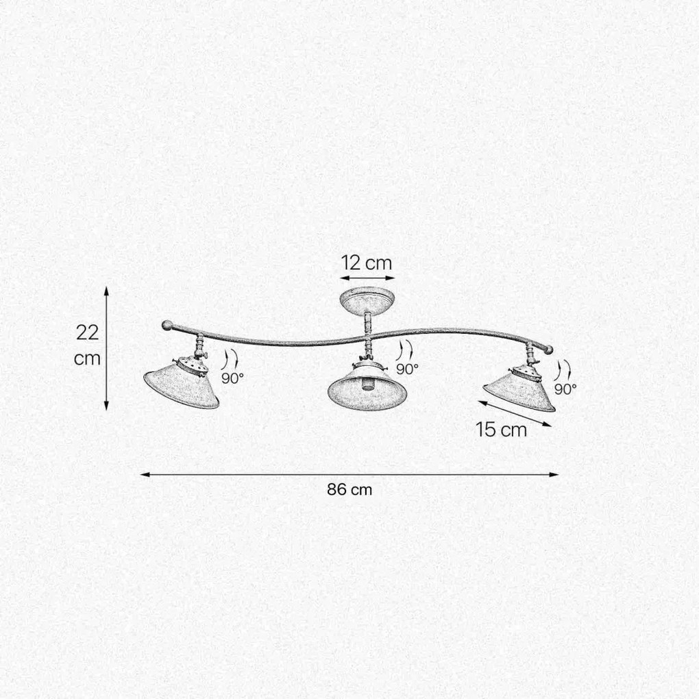 Lustra tavan cu 3 abajure din alama directionabile Vintage Soul