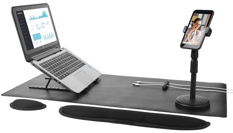 Set de birou 6 in 1 Intempo EE6800BLKSTKEU7, Plastic, Accesorii, Negru