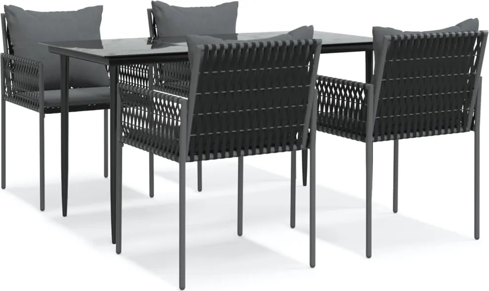vidaXL Set mobilier de grădină cu perne, 5 piese, poliratan și oțel