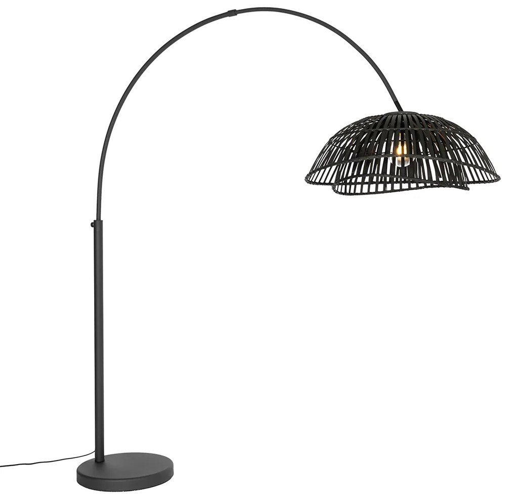 Lampă arcadă orientală din bambus negru - Pua