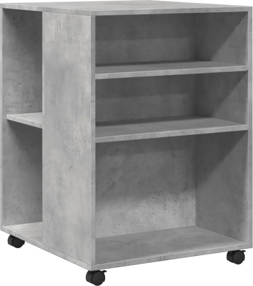 vidaXL Masă laterală cu roți, gri beton, 55x60x78 cm, lemn prelucrat