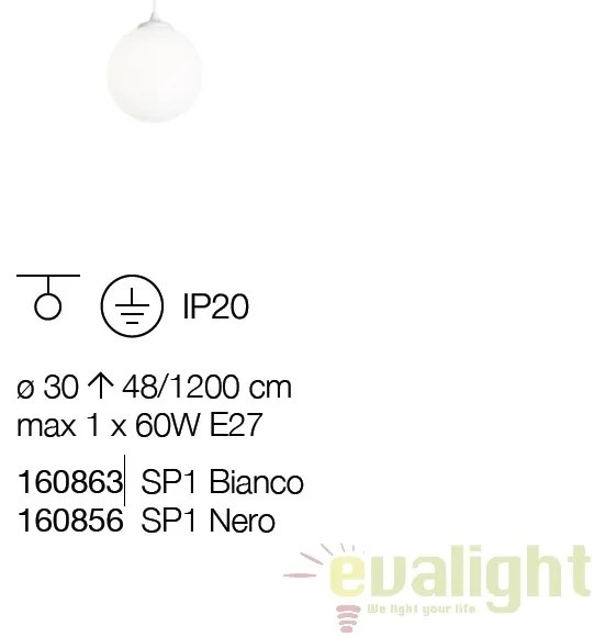 Pendul design modern BOA SP1 BIANCO 160863