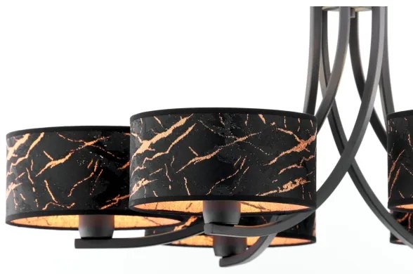 Jupiter 2108- Candelabru pe lanț ARTHUR 6xE27/15W/230V negru/portocaliu/decor marmură