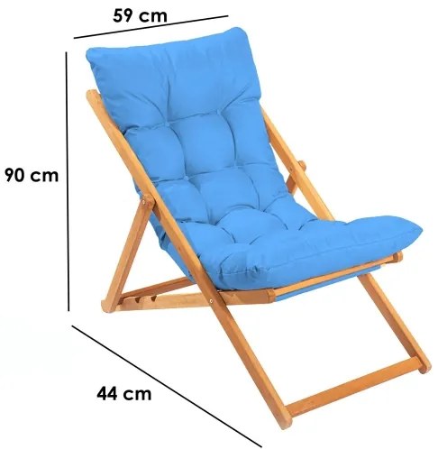 Șezlong de grădină albastru/fag