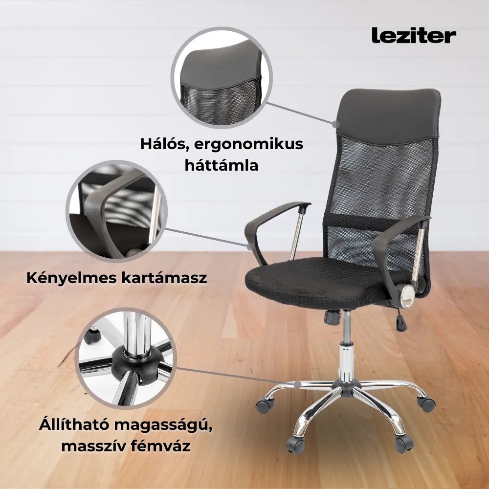 Scaun rotativ ergonomic de birou Fit, negru