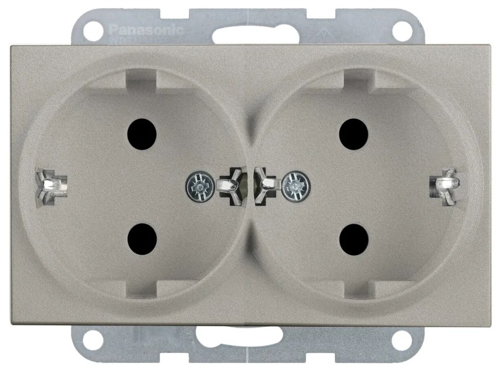 Priza dubla cu impamantare 16A, IP20, Bronz, Panasonic Karre Plus 55
