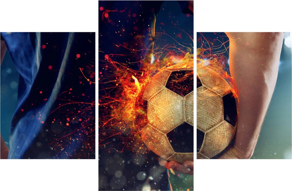 Tablou - Minge de fotbal în flăcări (90x60 cm)