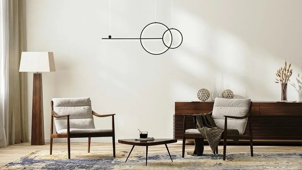 Lustra neagra inelara LED Range 120cm