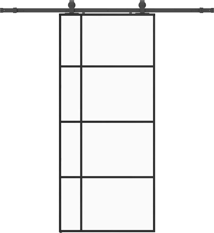 vidaXL Ușă glisantă cu set de feronerie neagră 90x205 cm Sticlă ESG