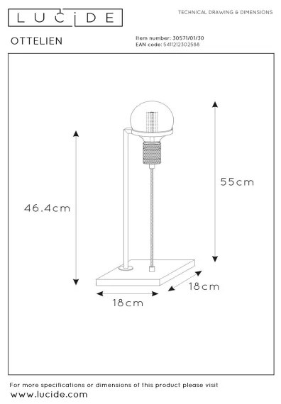 Lampă de masă OTTELIEN 1xE27/60W/230V Lucide 30571/01/30