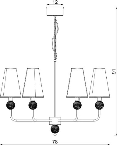 Candelabru cu lanț GRENADA 8xE14/15W/230V gri