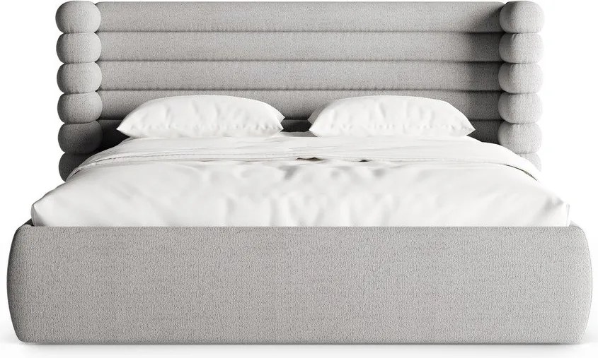 Pat matrimonial gri tapițat cu spațiu de depozitare cu somieră 160x200 cm Mount – Micadoni