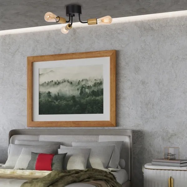 Lustră aplicată BRENDA 3xE27/60W/230V neagră/aurie
