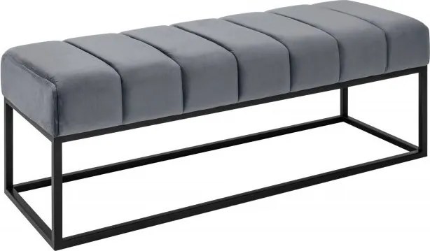 Bancheta tapitata Petit Beaute 110cm, catifea gri argintiu