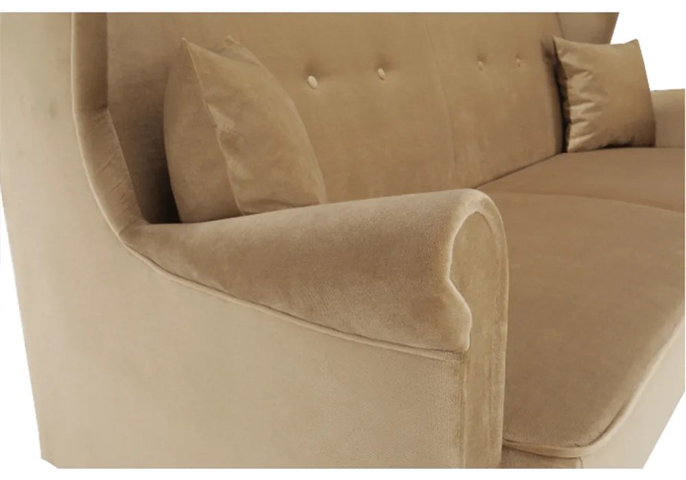 Canapea extensibilă, material textil bej auriu, COLUMBUS