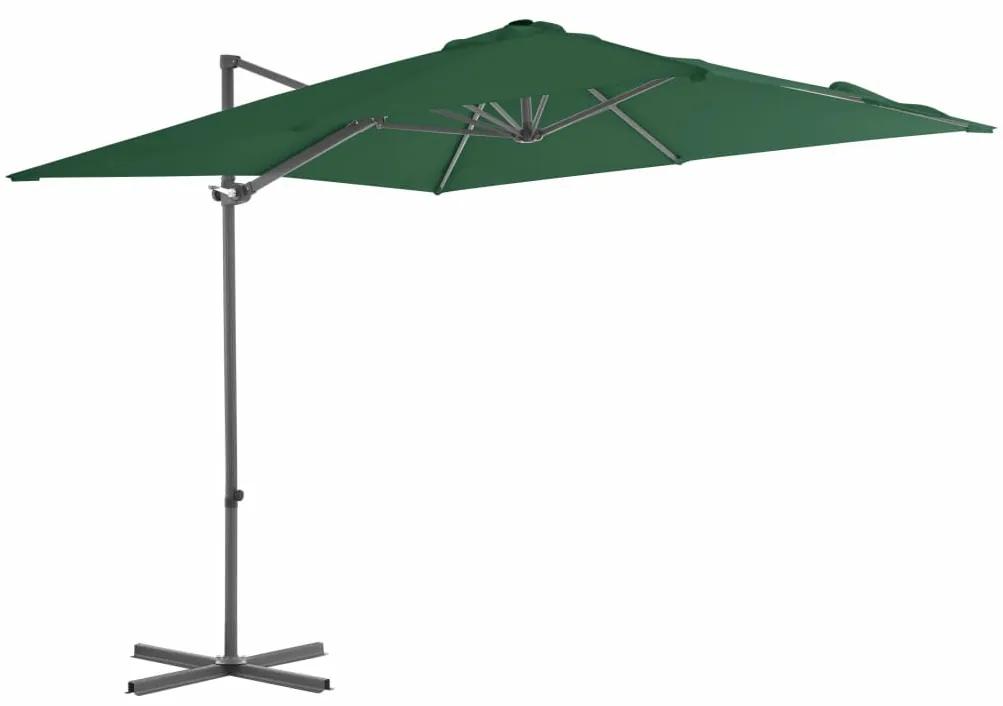vidaXL Umbrelă suspendată cu stâlp din oțel, verde, 250 x 250 cm