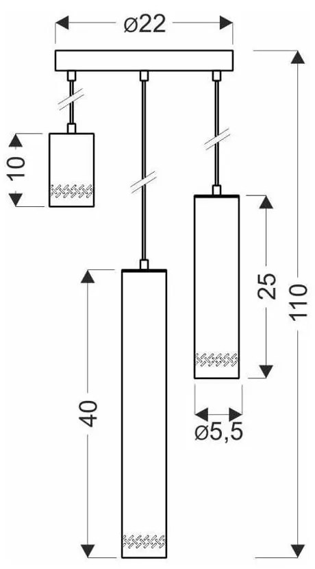 Lustră galbenă/neagră cu abajur din metal ø 22 cm Tubo – Candellux Lighting