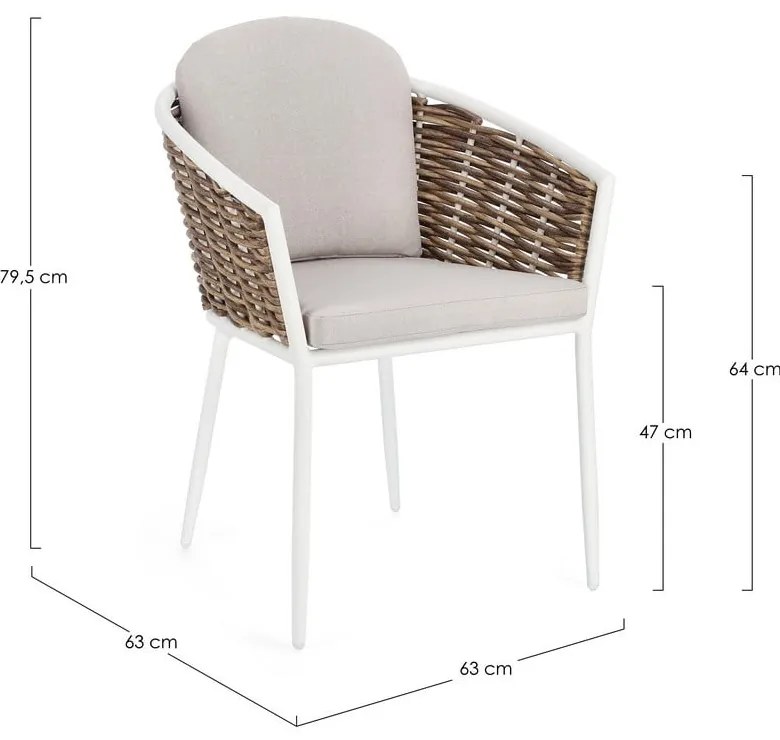 Scaun de grădină alb din metal Maribela – Bizzotto