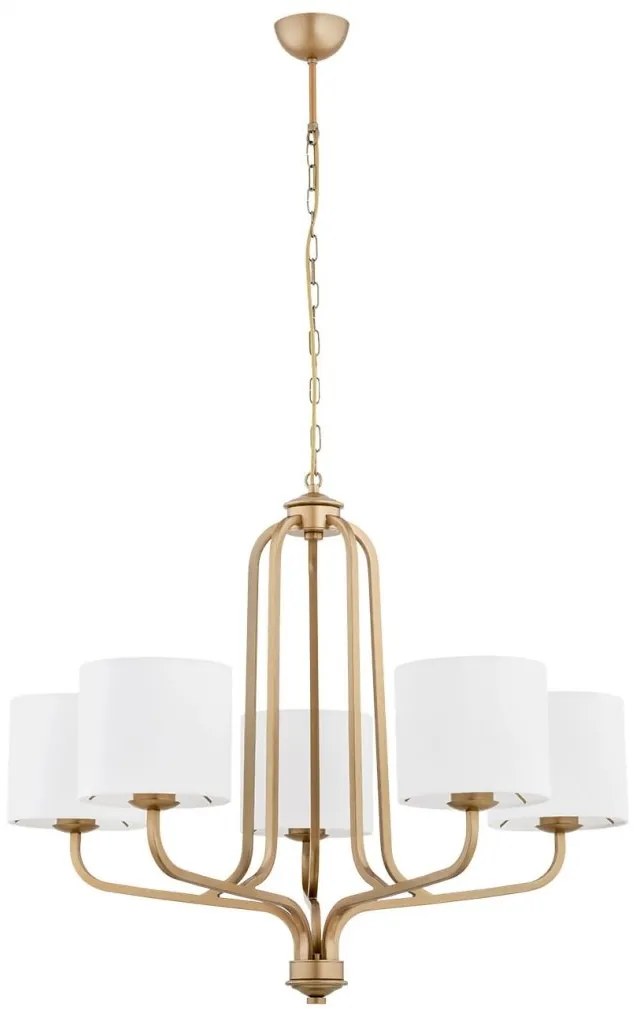 Candelabru cu 5 brate design modern Maranello auriu, alb