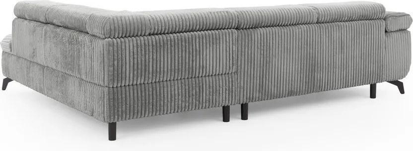 Colțar gri deschis cu tapițerie din catifea reiată (cu colț pe partea dreaptă/în formă de ”L”) Marbeya – Ropez