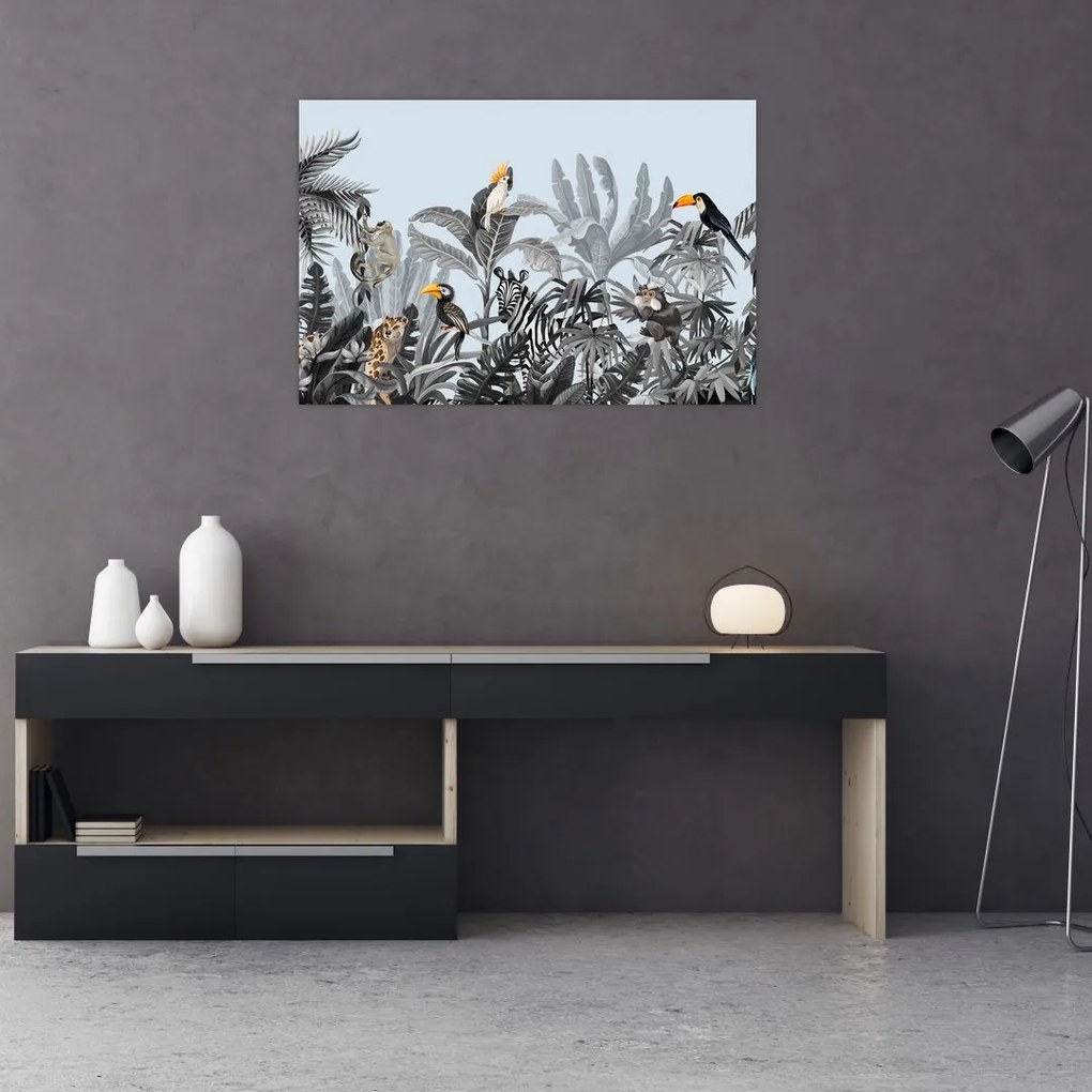 Tablou - Animale în pădurea tropicală (90x60 cm)
