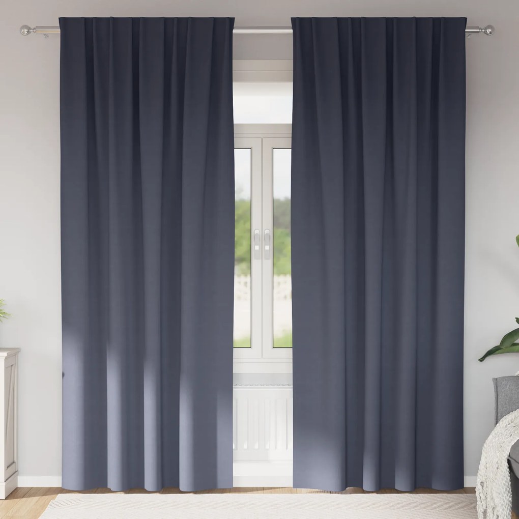 vidaXL Perdele opace cu perdele 2 pcs Antracit 245 x 140 cm Poliester