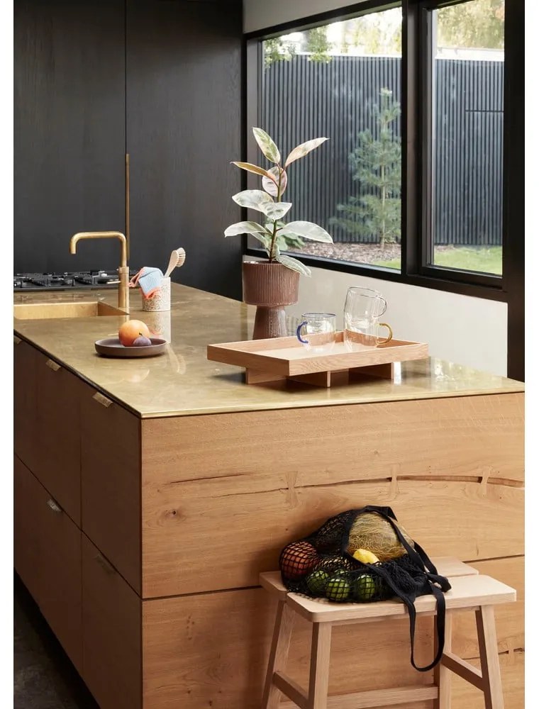 Scăunel din lemn de stejar Hübsch Ground