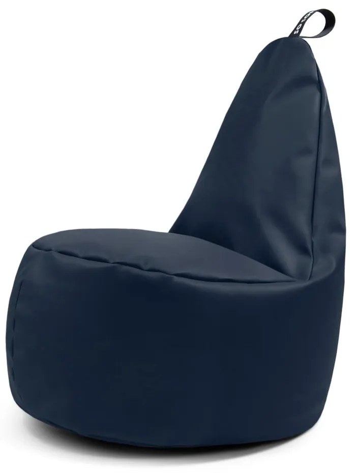 Fotoliu bean bag albastru închis cu tapițerie din imitație de piele Lull XL – So Soft?