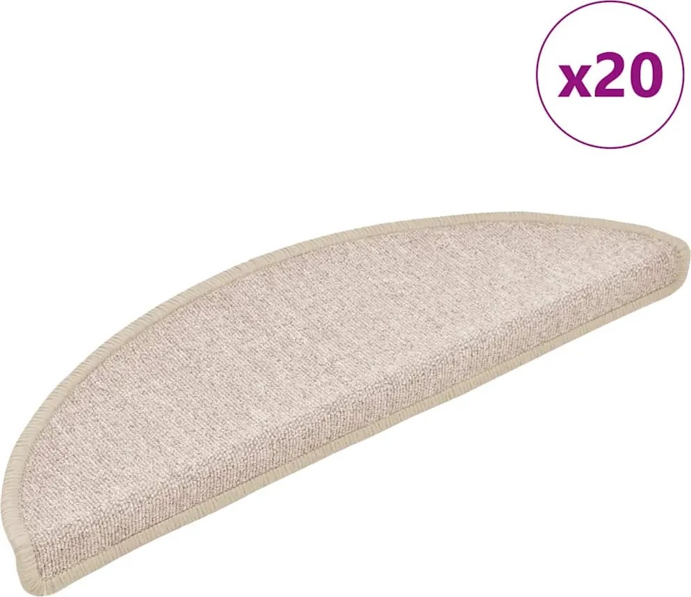 vidaXL Covorașe scări, 20 buc., 56x17x3 cm, semirotunde, gri taupe