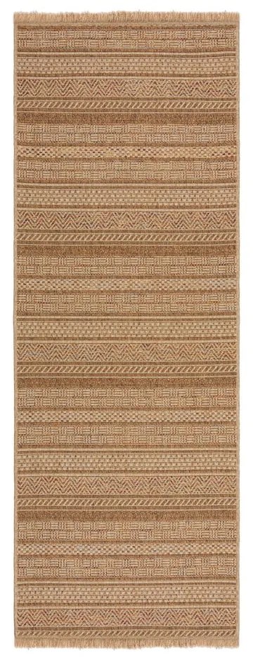 Covor tip traversă de exterior în culoare naturală 80x230 cm Farah Stripe – Flair Rugs