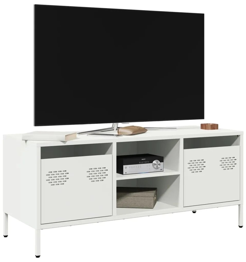 vidaXL Dulap TV, alb, 101,5x39x43,5 cm, oțel laminat la rece