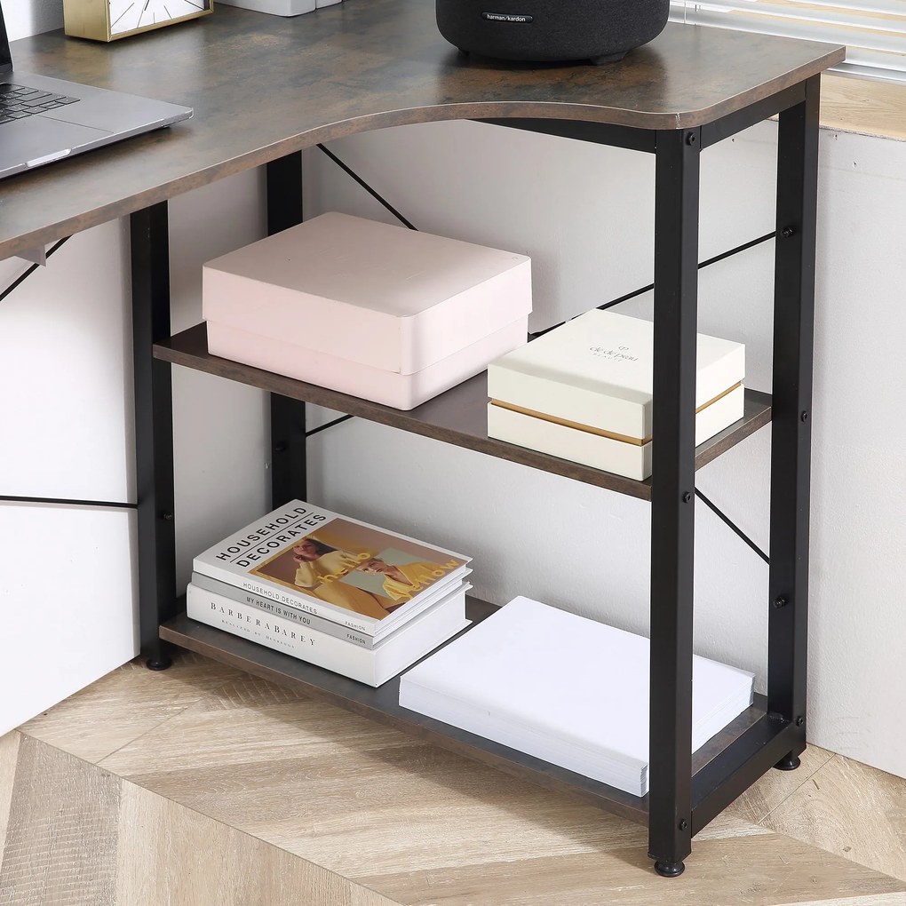 HomCom birou unghiular, 2 rafturi, 120x73,2x75 cm | AOSOM RO