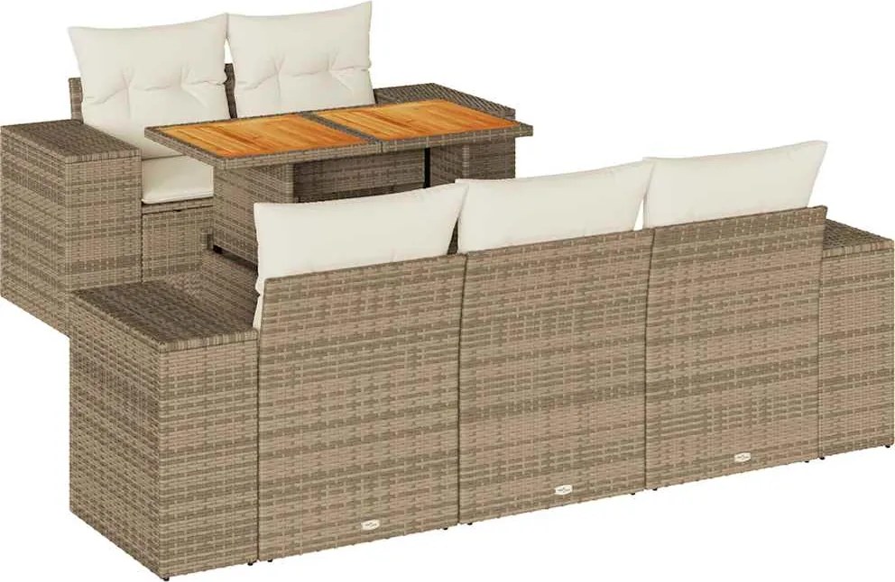 vidaXL Set canapele de grădină cu perne, 6 piese, bej, poliratan