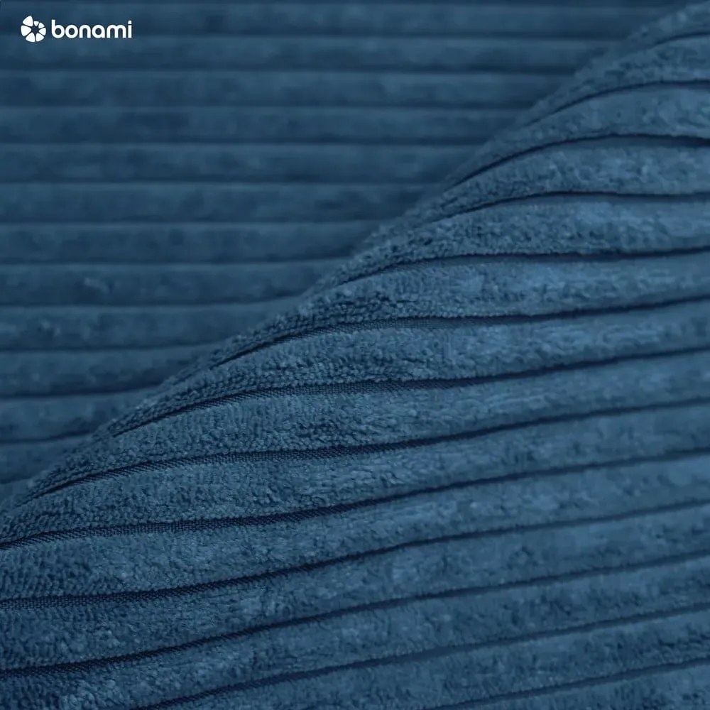 Colțar albastru extensibil cu tapițerie din catifea reiată (cu colț pe partea stângă ) Tori – Bonami Selection