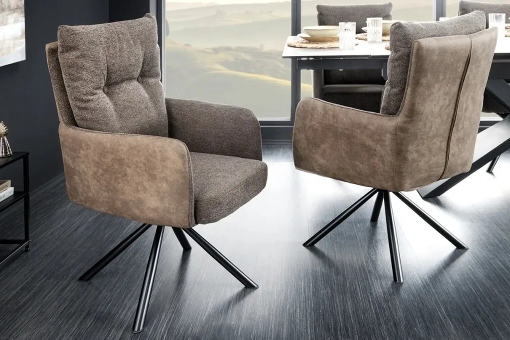 Set de 2 scaune pivotante BIG GEORGE maro taupe