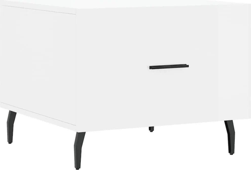 vidaXL Măsuță de cafea, alb extralucios, 50x50x40 cm, lemn compozit