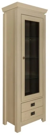 Vitrina Casablanca, 1 Usa si 2 Sertare, Crem Dune si Interior Negru, 67.5 Cm