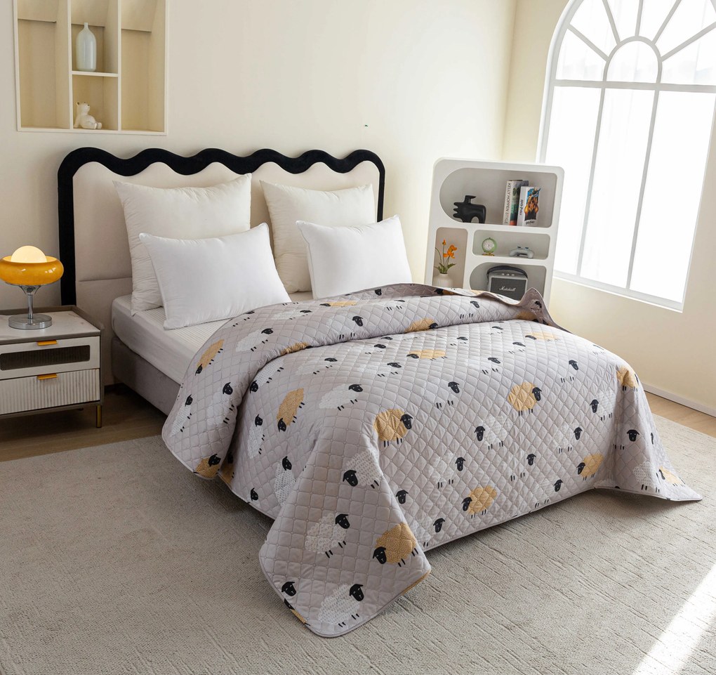 Cuvertura pat SHEEP DREAM gri Dimensiune: 220 x 240 cm