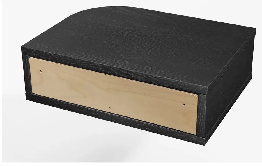 Noptieră neagră cu aspect de lemn de stejar Farsta – Woodman