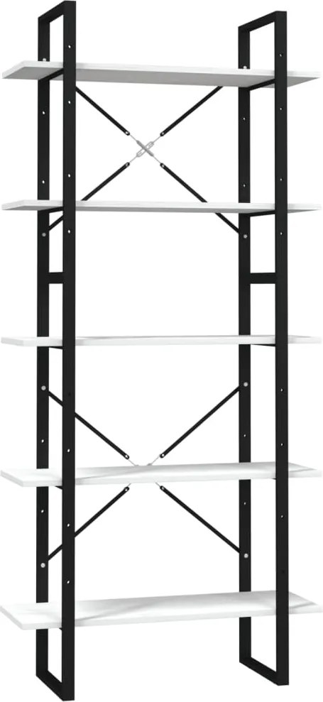 vidaXL Bibliotecă cu 5 rafturi, alb, 80x30x175 cm, lemn masiv de pin