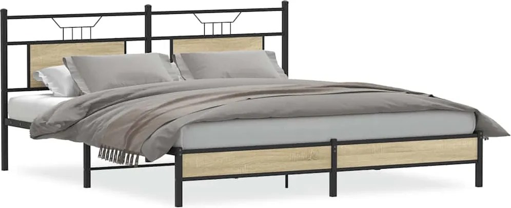 vidaXL Cadru de pat fără saltea Stejar Sonoma 183x203cm Lemn prelucrat