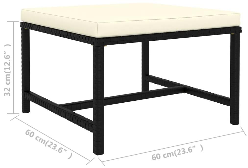 Set mobilier de gradina cu perne, 9 piese, negru, poliratan Negru, 4x colt + 4x mijloc + suport pentru picioare, 1
