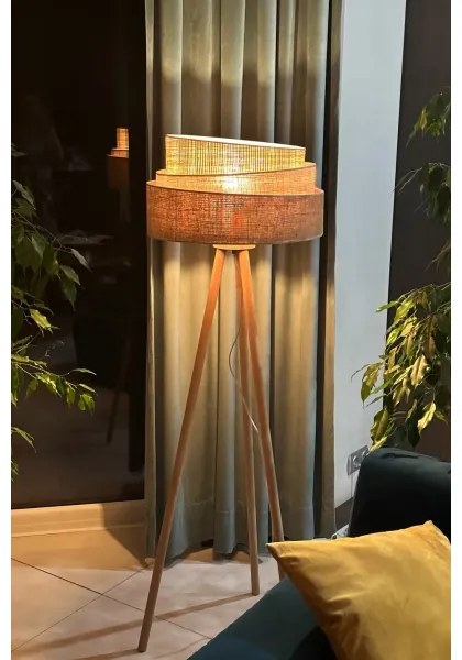 Lampadar YUTE Duolla TRIO 1xE27/15W/230V d. 45 cm maro/gri/bej