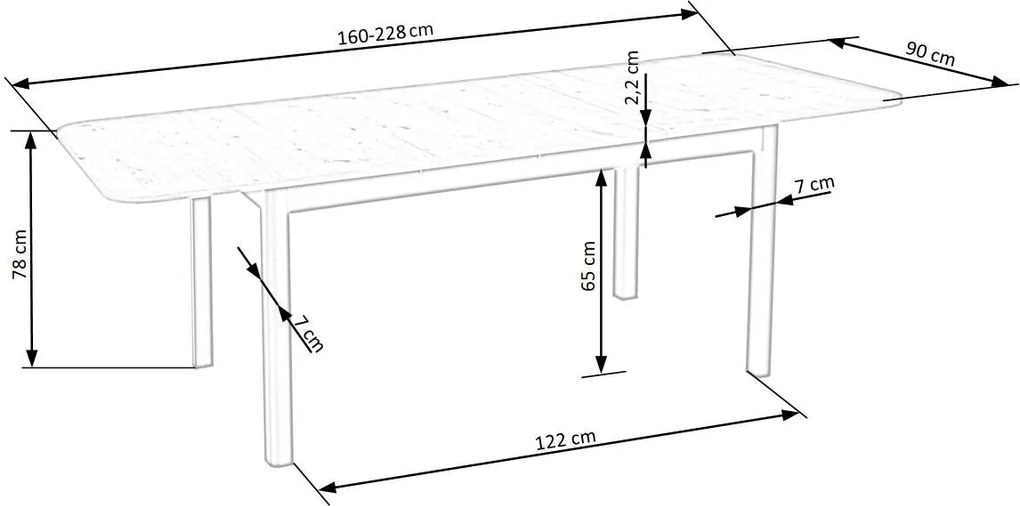 Masa extensibila Florian L160-228 cm alb/alb