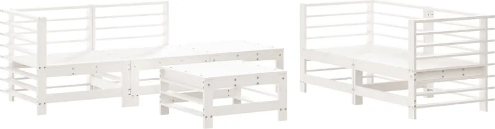 vidaXL Set mobilier de grădină, 6 piese, alb, lemn masiv pin